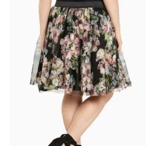 Torrid Black Floral Tulle layered mini skirt